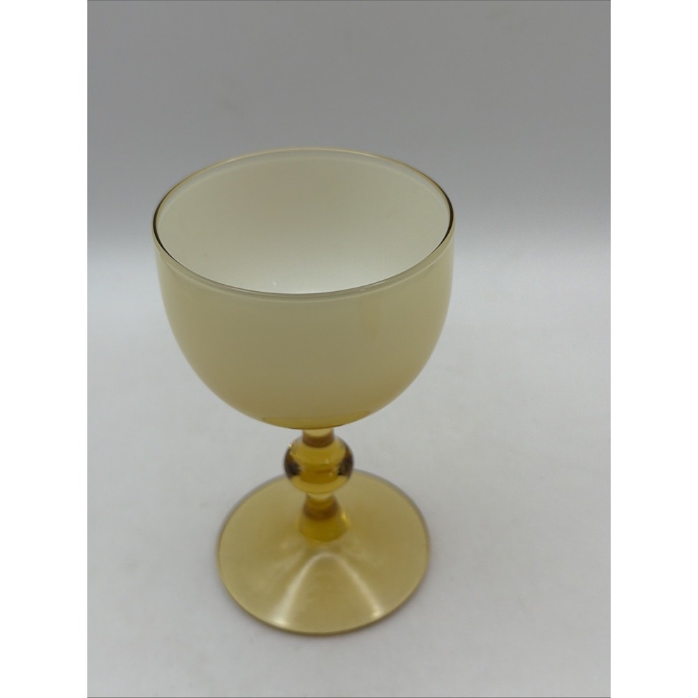 Carlo Moretti Sherry Wine Glass Murano Amber White Cased 4.25" Tall 4 oz VTG
